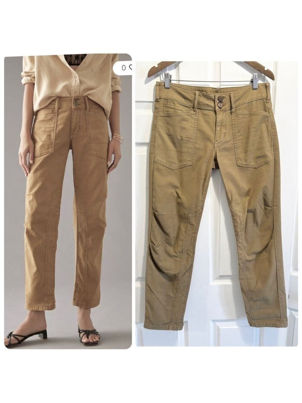 Anthropologie Pilcro The Wanderer Low Rise
Utility Pants Jeans Beige Tan Size 27
